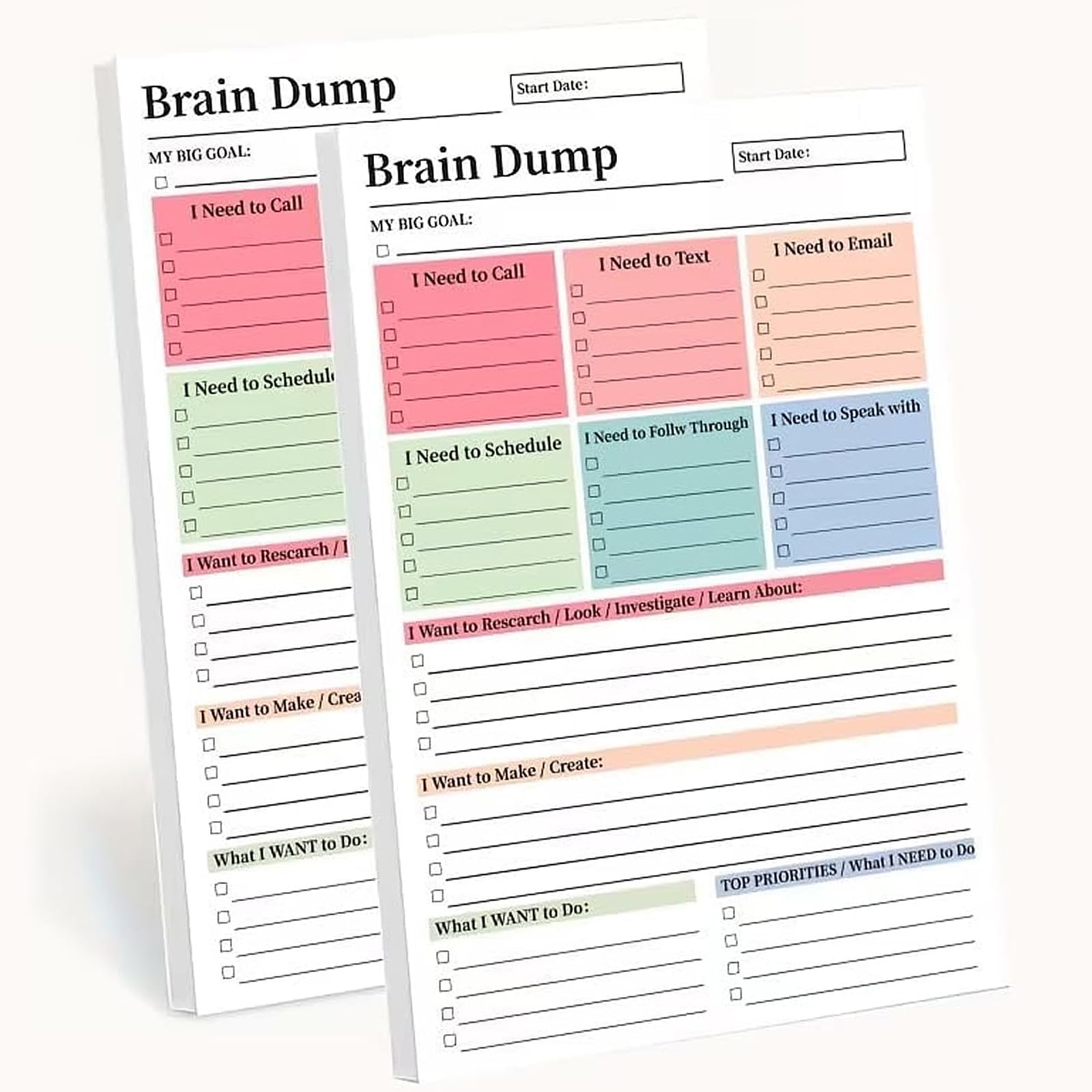 Brain Dump Pad,A5 Brain Dump Tear-Off To Do Notepad