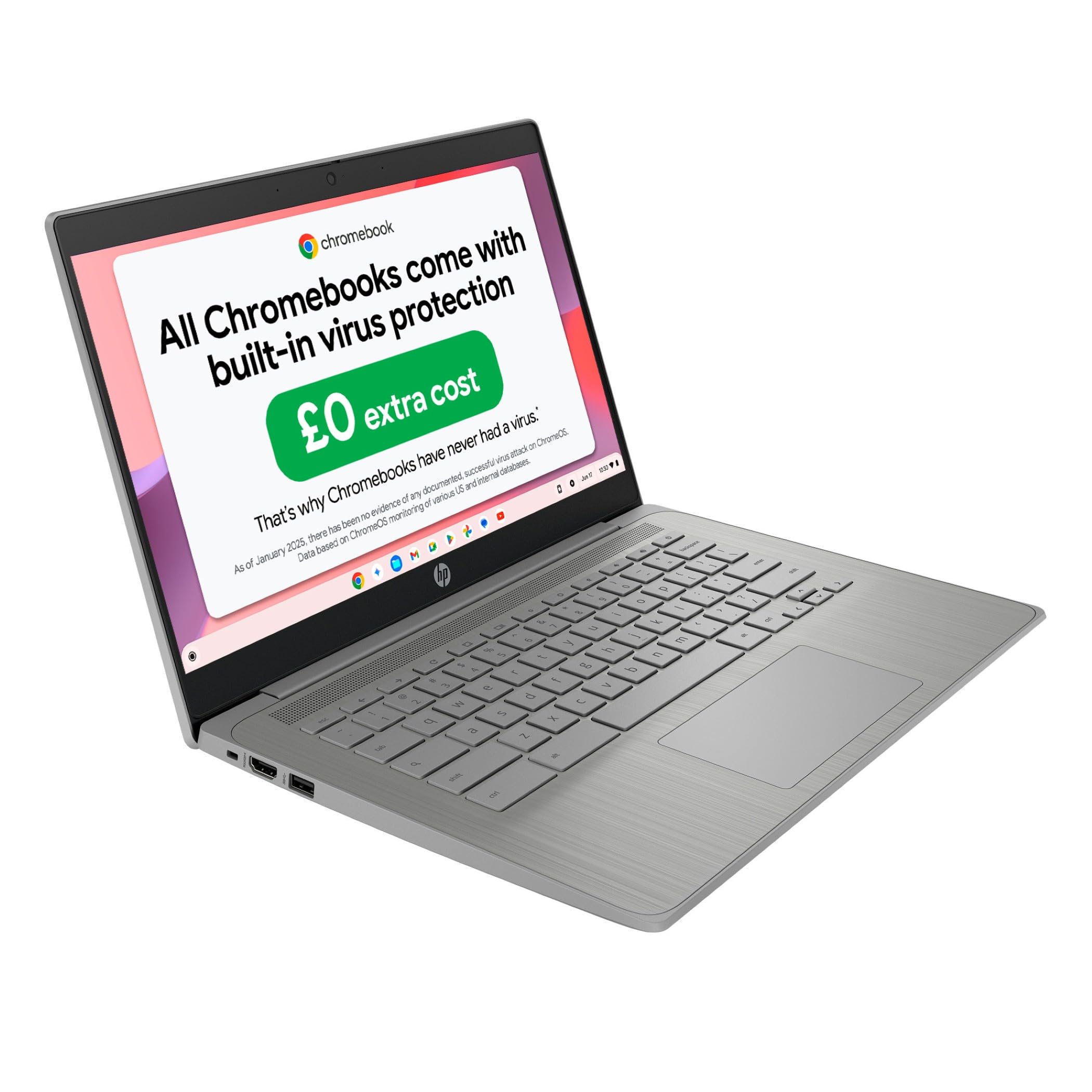 HP Chromebook 14" | Intel Celeron N4500 Processor | 4GB RAM | 64GB eMMC | Intel UHD Graphics | HD Anti-glare Display | Chrome OS | Dual Speakers | USB-C Fast Charging | Modern Grey | 14a-ne1000sa — view 11