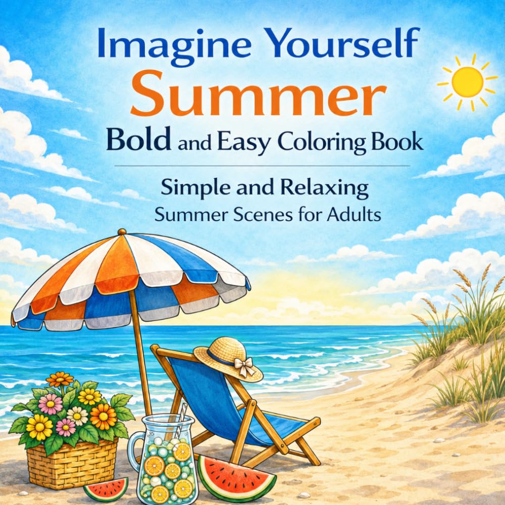 Imagine Yourself Summer Bold and Easy Coloring Book: Simple and Relaxing Summer Scenes for Adults (Imagine Yourself Coloring Series)