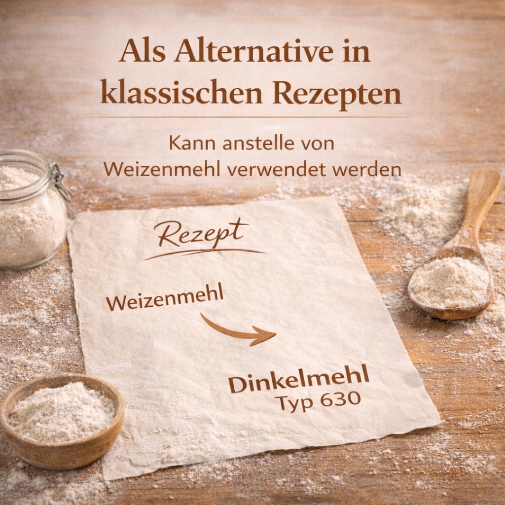 GiDeli Dinkelmehl Typ 630 25kg - Reines Dinkel Mehl Fein zum Brot Backen, für Pizza und Kuchen - GVO-frei