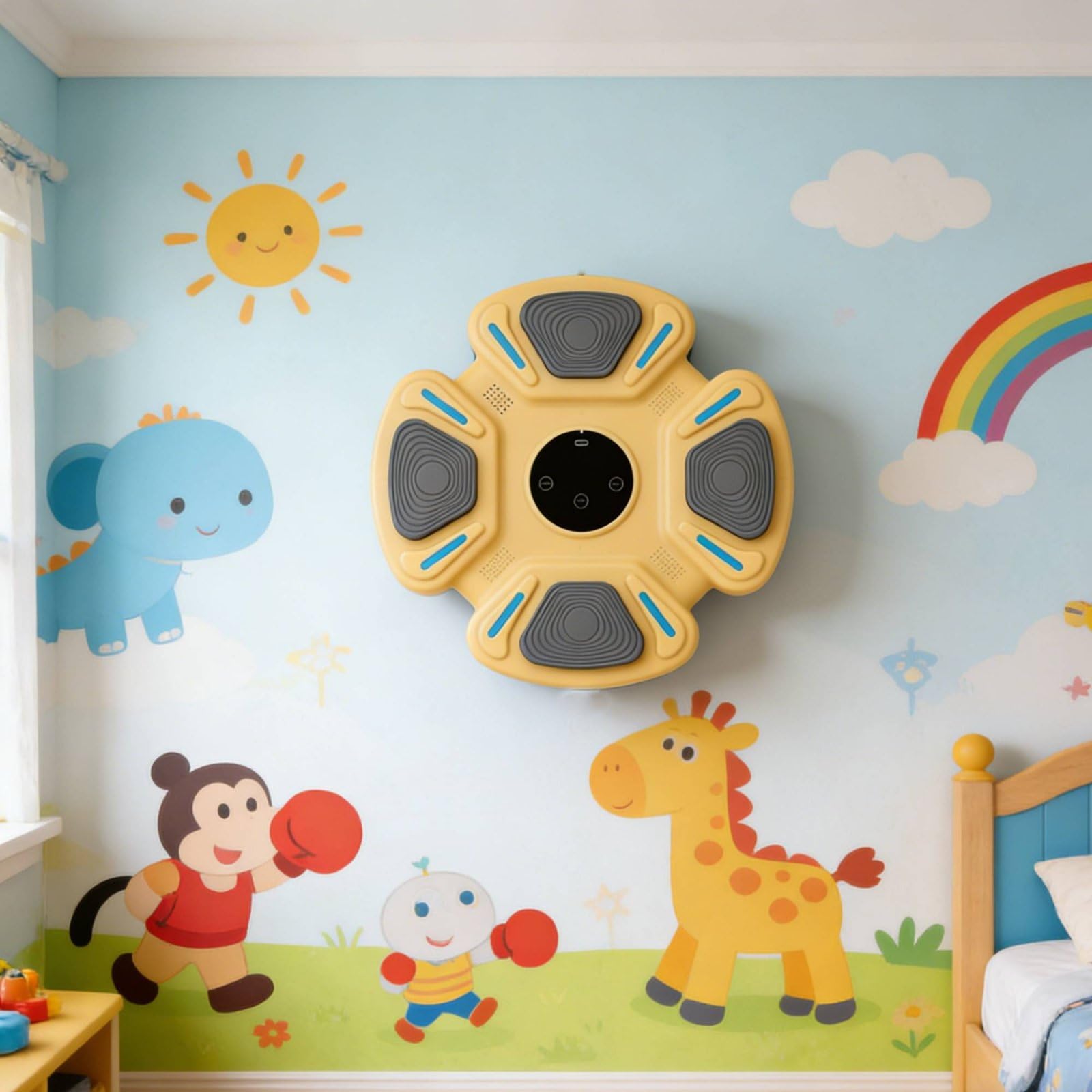 Children Training Target Bersaglio da Allenamento Pugno Intelligente Piastra Parete Pad per Bambini con Sincronizzazione Musicale Luci Pu per
