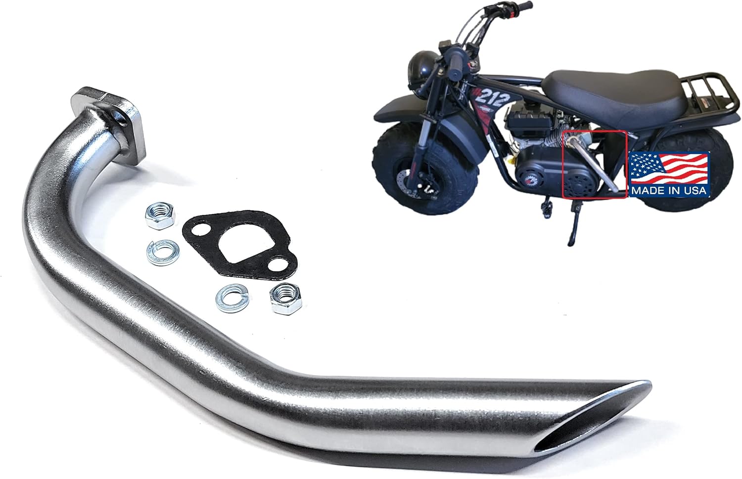 Coleman Powersport 98cc 3.0 HP CT100U Mini Bike Header Exhaust Pipe for