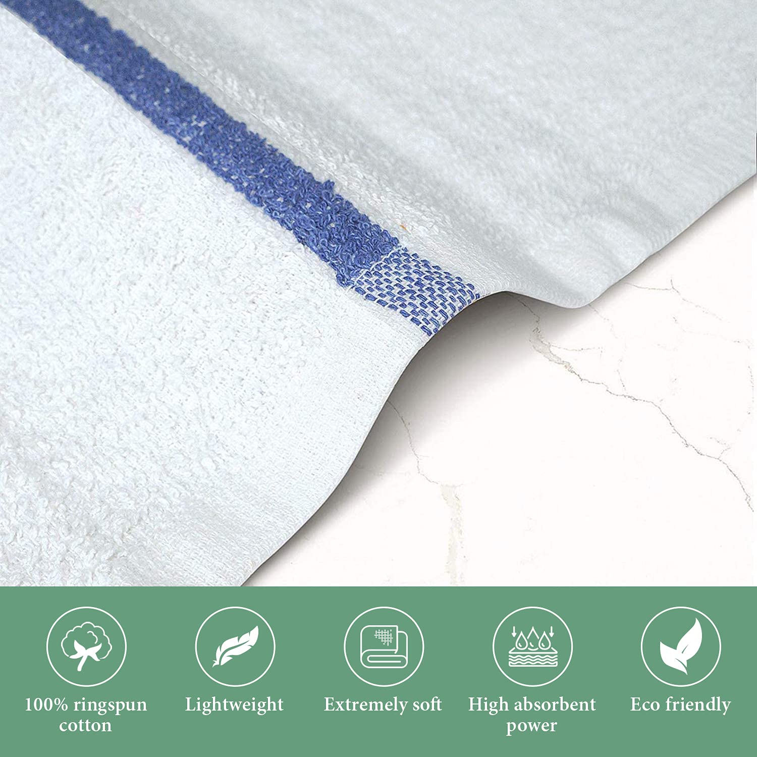 Set di 24 panni da cucina assorbenti, 100% cotone, con doppia cucitura, 40,6 x 48,6 cm, 1,8 kg, 1,8 kg