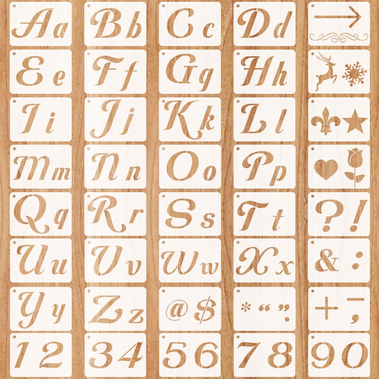 40 PCS Letter Stencils for Painting on Wood, Alphabet Stencils Number