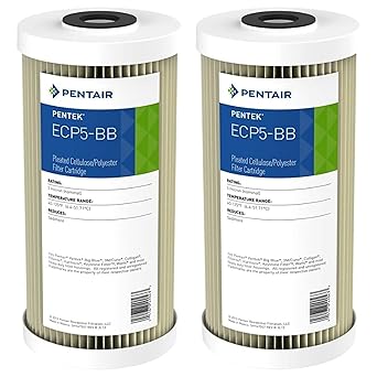 Pentair Pentek ECP5-BB Big Blue Sediment Water Filter, 10-Inch, Whole House Heavy Duty Pleated Cellulose Polyester Replacement Cartridge, 10