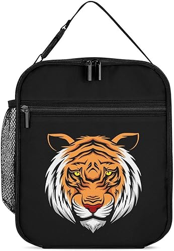 Angry Tiger Head Insulated Lunch Bag for Women Men Reusable Lunch Box Tote Bag for Work Travel
