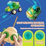 Pup Go Dinosaure pour tout-petit RC Voiture de caricature avec musique et lumières, 2 Poupées interchangeables amovibles, première voiture de télécommande pour garçons et filles, 18 Mois (vert des forêts)