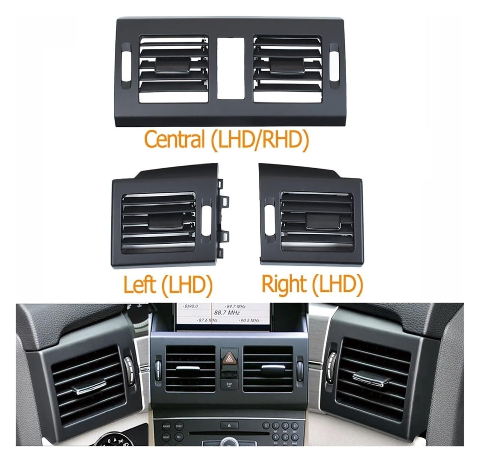 Salida Aire Rejilla para 204 GLK X204 GLK220 GLK250 GLK300 Consola del Tablero Izquierda Derecha Aire Acondicionado Rejilla Salida AC(-Mocha)