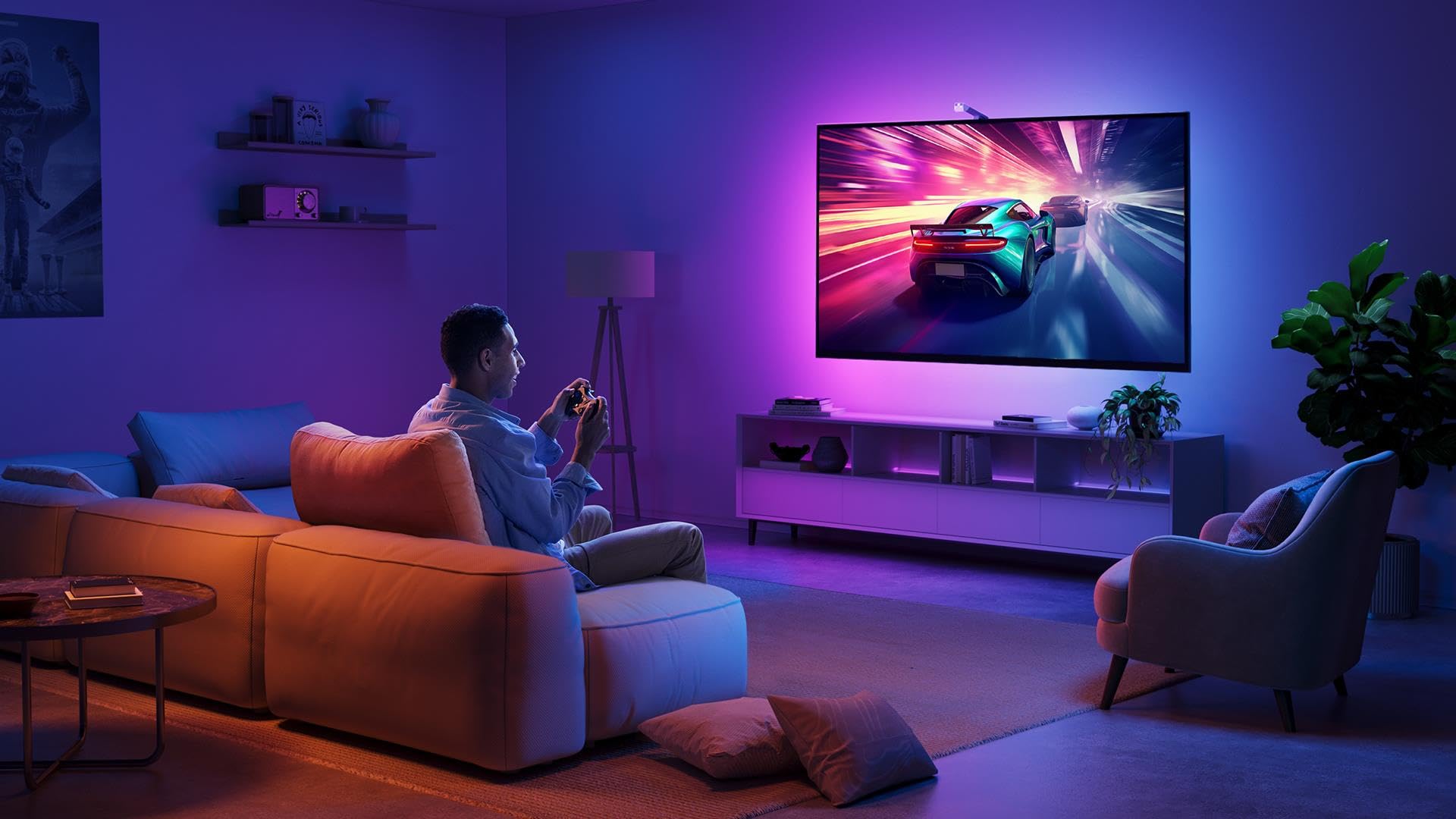 Govee Envisual Led 3 Lite TV Backway LED Tira de iluminación ambiental TV sincronización de color compatible con televisores de 75 a 85 pulgadas