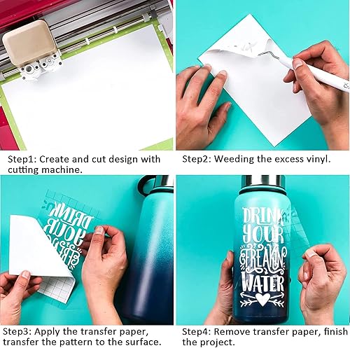 Miniatura 5 de Sghuo Vinilo permanente blanco, 12 pulgadas por 25 pies, rollo de vinilo mate autoadhesivo para letreros, álbumes de recortes, Silhouette Cameo