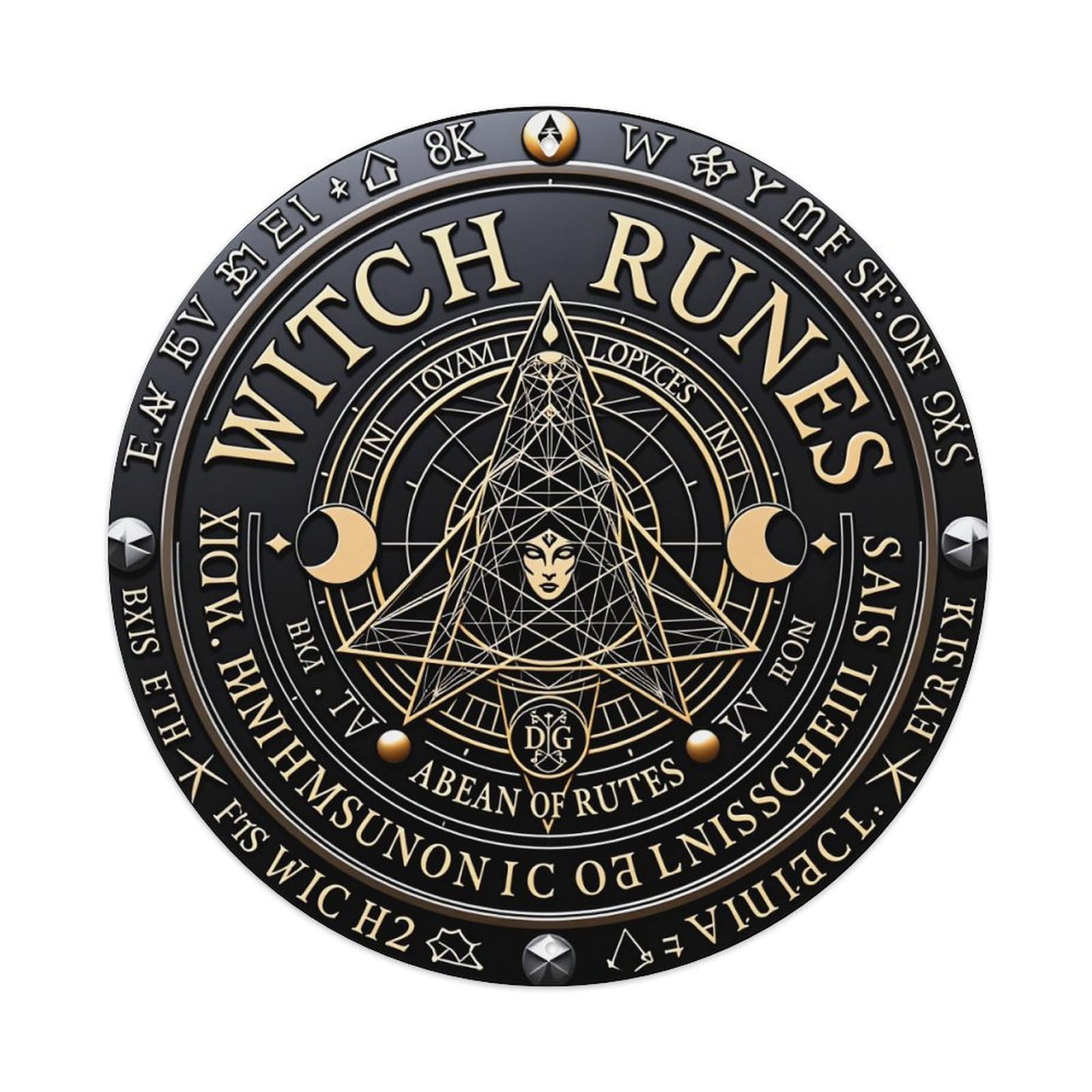 Witch Runes Symbolic Design Pattern Round Tin Sign Retro Metal Sign for Cafe Bar Pub Home Game Room Gym Club Wall Decoration Vintage Metal Poster 8x8 Inch