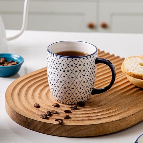 Miniatura 7 de Juego de tazas de café de cerámica, tazas de té de porcelana grandes de 10 onzas con asa para leche, capuchino, café con leche, té de cacao, aptas