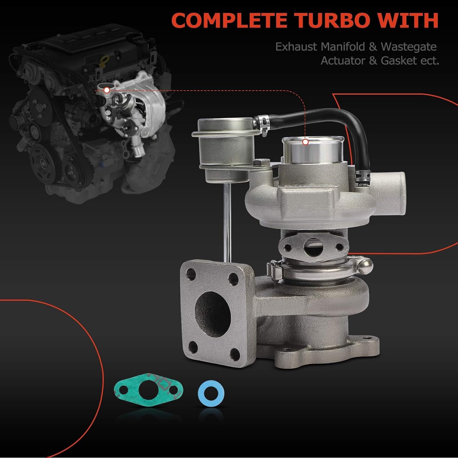 A-Premium TD03 Complete Turbocharger Turbo Kit Compatible with Kubota & Bobcat Models - Earth Moving 2003, Industrial, 337 341 Excavator, 773 S150 S160 S175 S185 T190 Loader, 2.0L