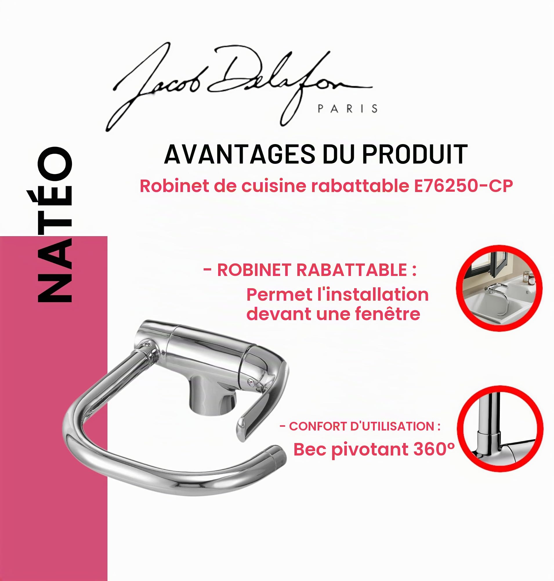 Mitigeur évier nateo bec tube E76250-CP