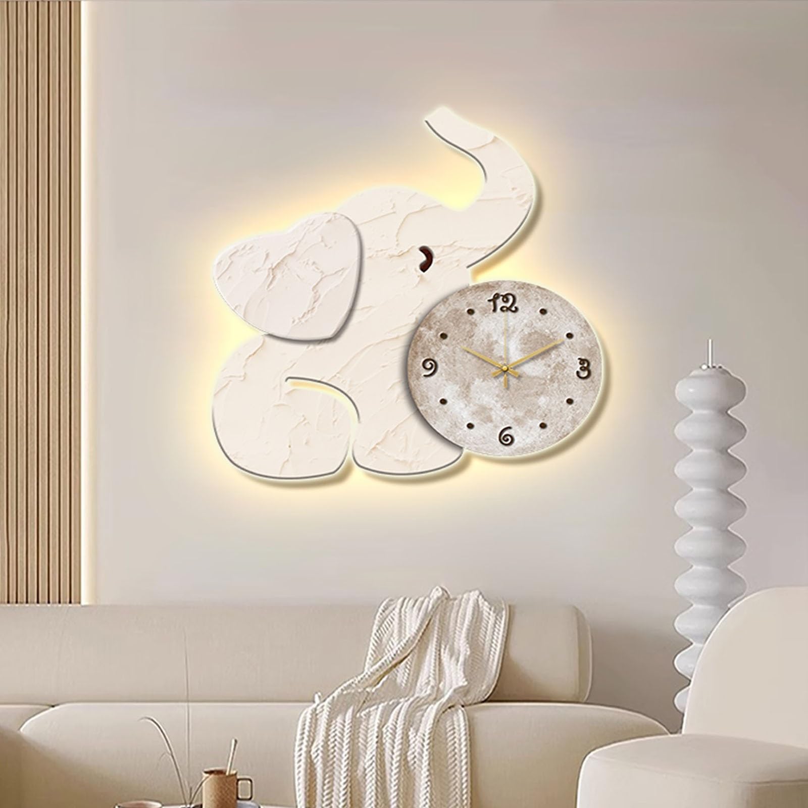 Zegary ścienne słoń lampa ścienna dekoracja z zegarem i pilotem zdalnego