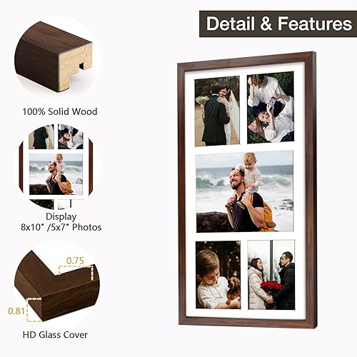 Vista 17 de Golden State Art, Juego de 2 portarretratos de madera blanca de 12 x 17 pulgadas, paspartú blanco para fotos de 8 x 10 y 5 x 7 pulgadas, vidrio