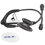 MDF Instruments MD One Premium Stainless Steel Dual Head Stethoscope, Adult, Black Tube, Black Chestpieces-Headset, MDF777BO