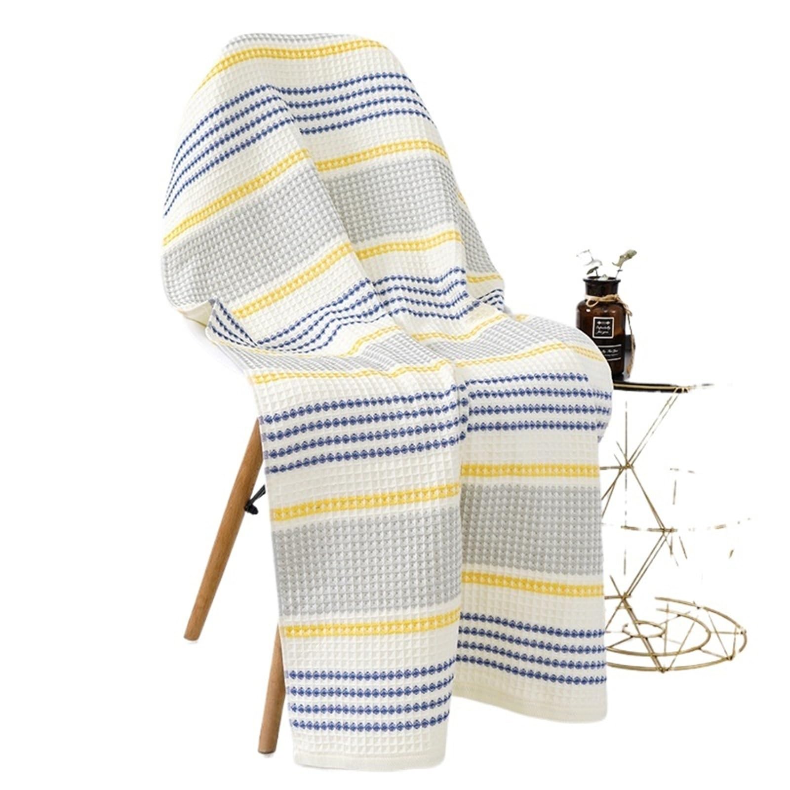 GMEqfhpOPS 70x140cm pure cotton thickened household towel Not falling off soft absorbent adult towel colorful Striped adult bath towel Towels Bath(Yellow,35X35CM)