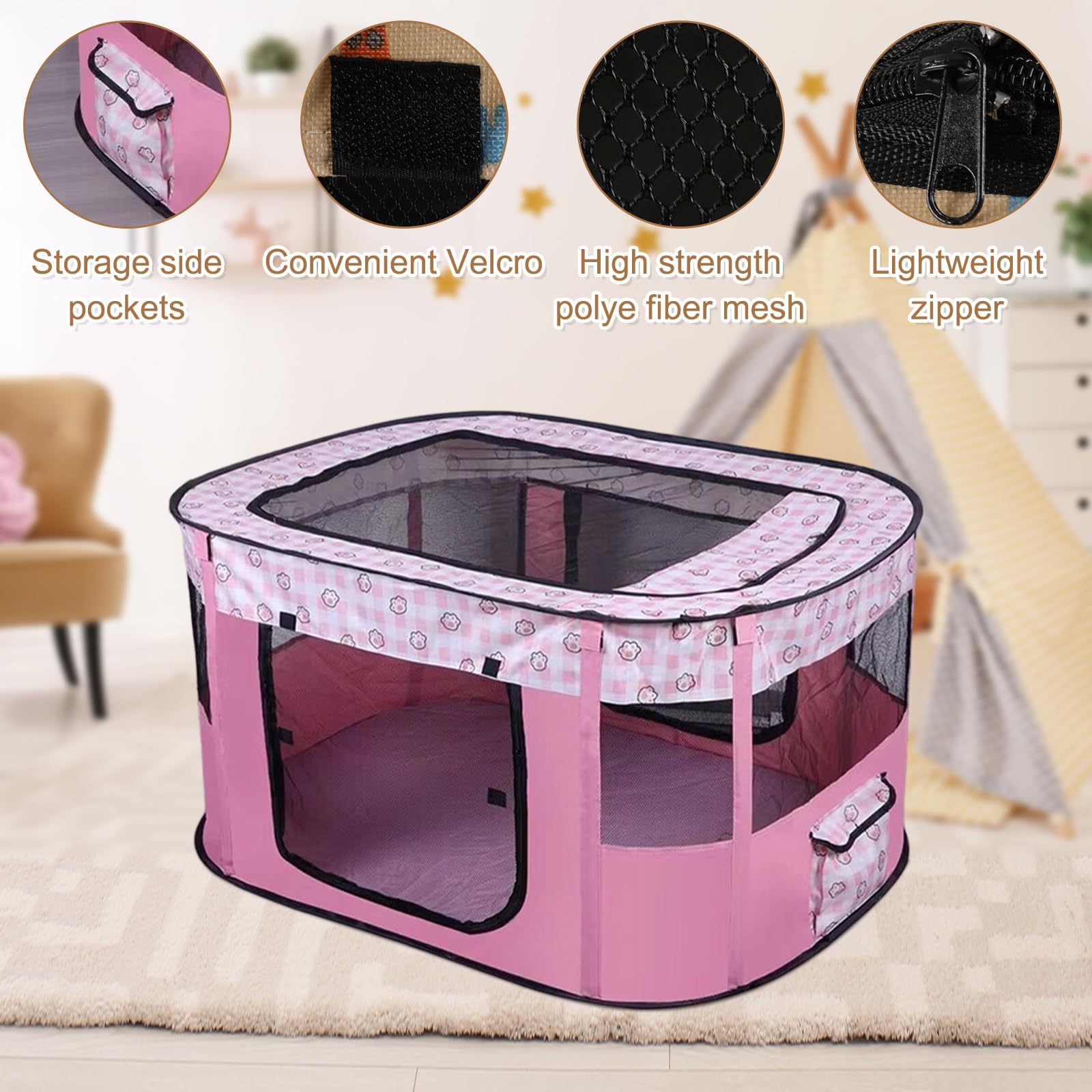 EUBSWA Recinto per cuccioli, 110x85x58cm Recinto per animali domestici per cani, gatti, conigli e piccoli animali per interni ed esterni