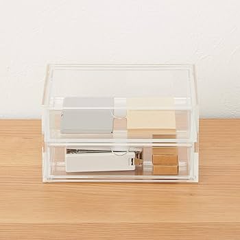 無印良品　アクリル製引き出し収納ボックスセット 楽天市場】【無印良品 公式】重なるアクリルケース2段フタ付