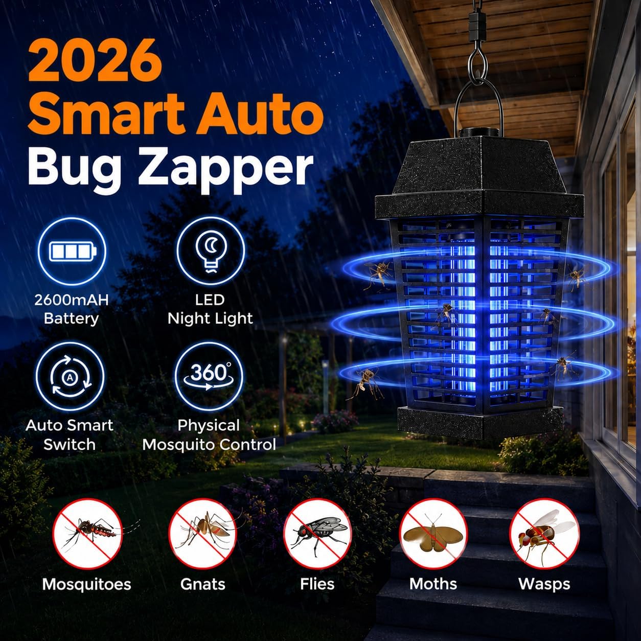 Solar Bug Zapper 4500V Updated, Electric Mosquito Zapper Outdoor image 2