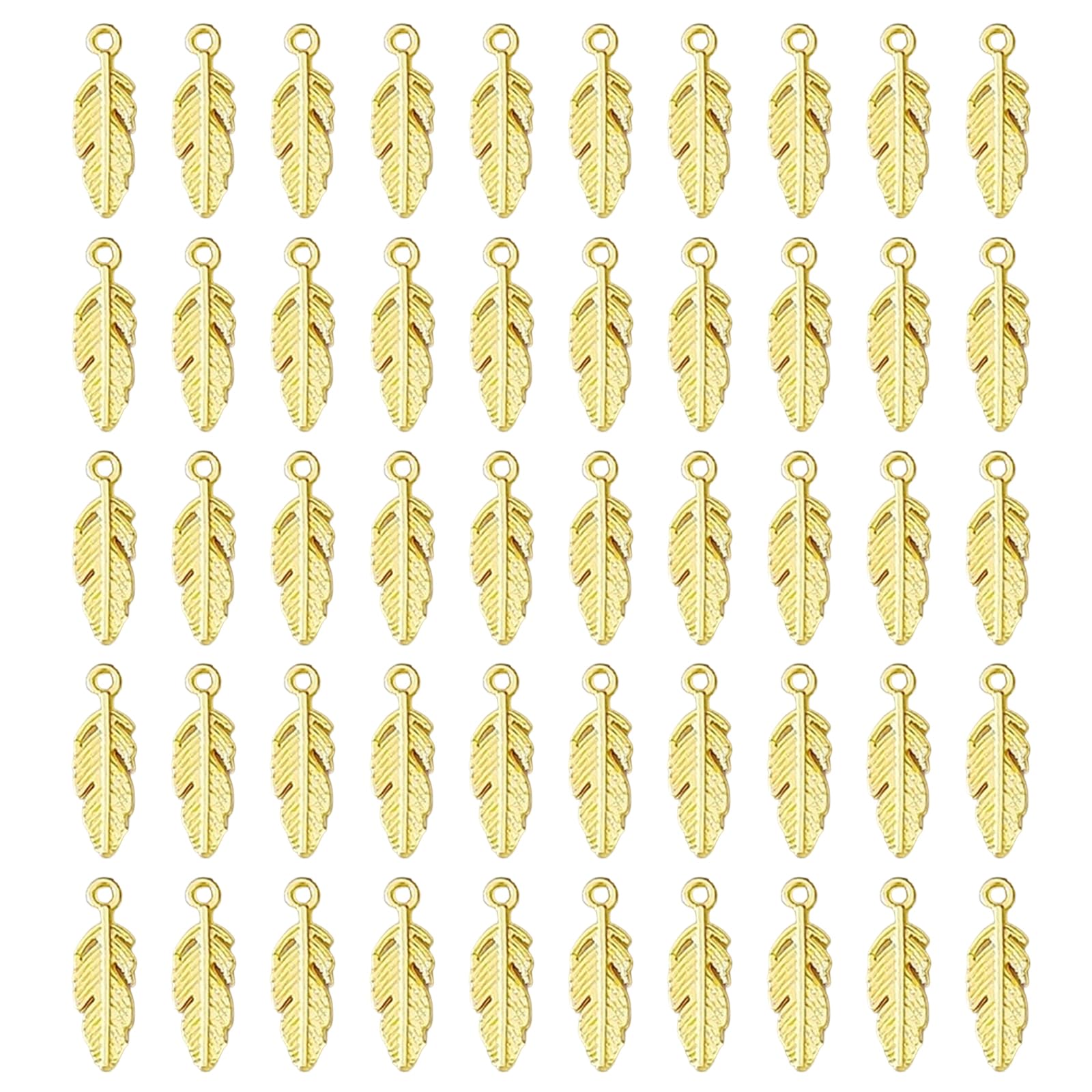 Buxuaaaa 50pcs Metal Charm Feathered Pendants for Craft Project Making Use Jewelry and Ethnic Costume Crafting Supply Crafting Supply