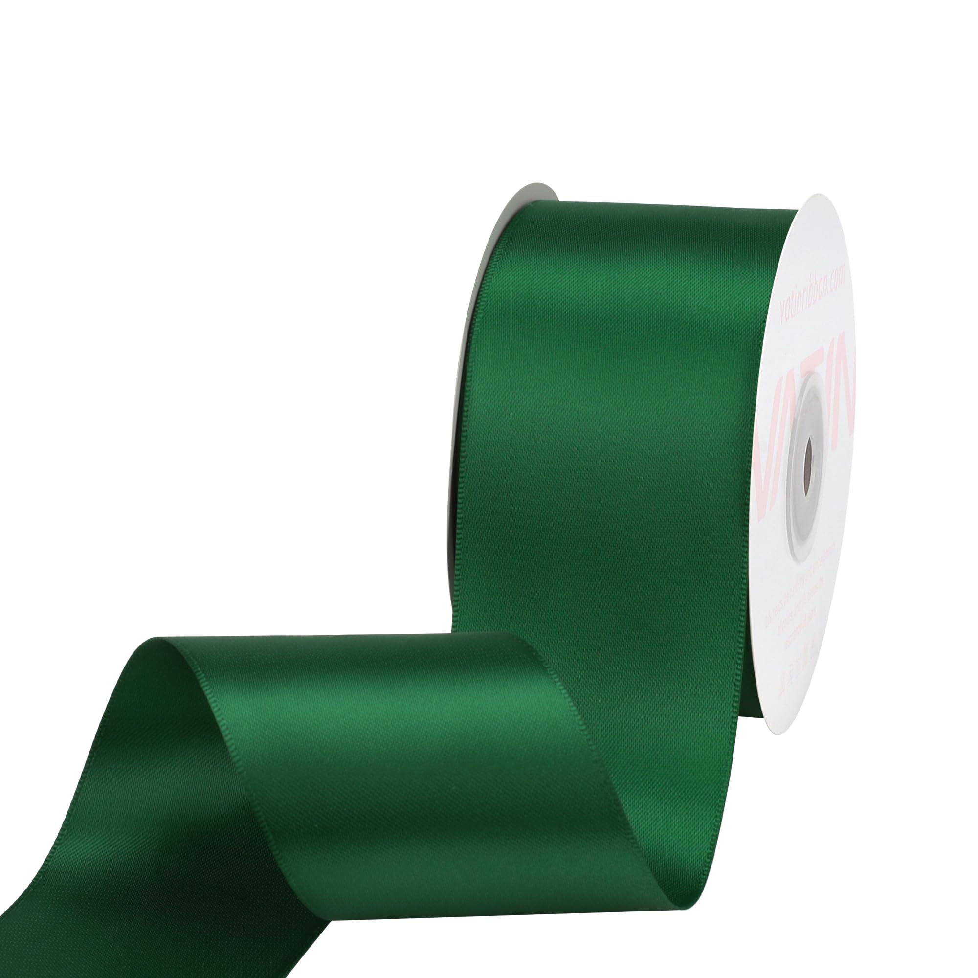 VATIN Double Face Forest Green Satin Ribbon 2" Continuous 25 Yards,Forest Green Polyester Fabric Ribbon use for Bows Bouquet, Gift Wrapping, Floral Arrangement Wedding Decoration