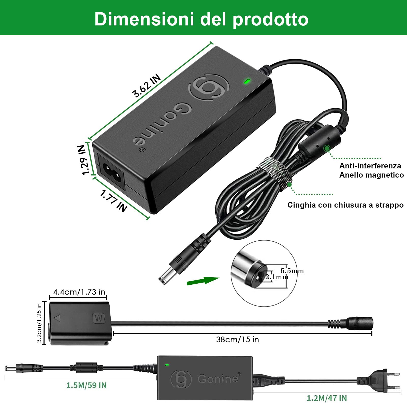 AC-PW20 Adattatore di alimentazione CA NP-FW50 Kit batteria fittizia per Sony Alpha ZV-E10 A7 A7R A7S A7II A7RII A7SII A6500 A6400 A6300 A6100 A6000 A5100 A5000 RX10 II III IV NEX-3 NEX-5
