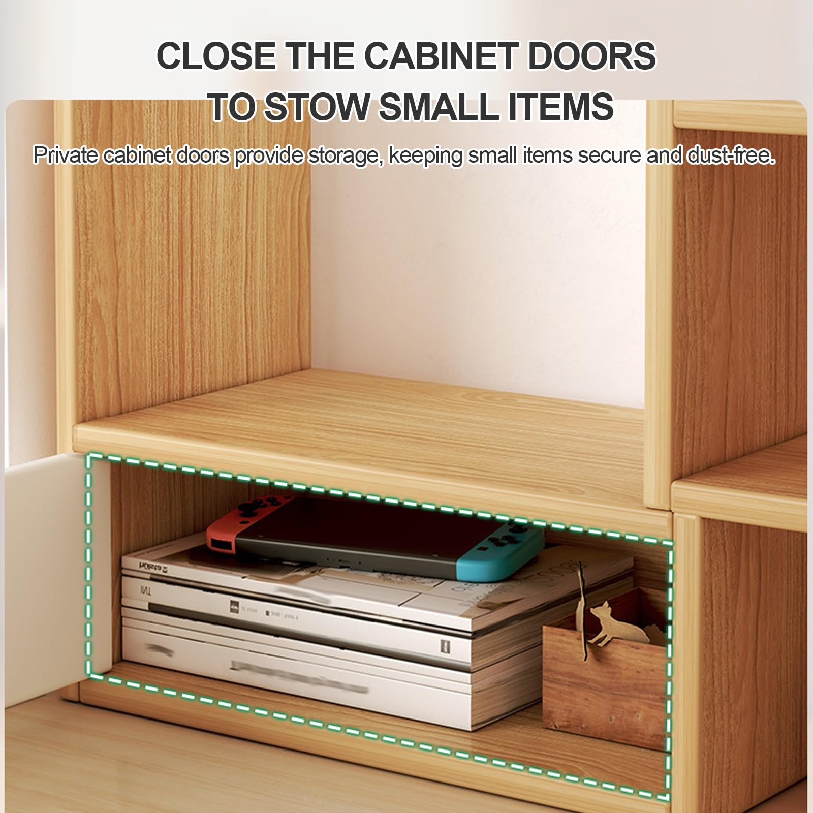Schreibtisch-Organizer aus Holz, mit Schubladen, platzsparend, für Bücher und Bürobedarf, stilvolles Gitterregal für Zuhause, Wohnheim, Arbeitszimmer und Schminktisch (linkes Modell)