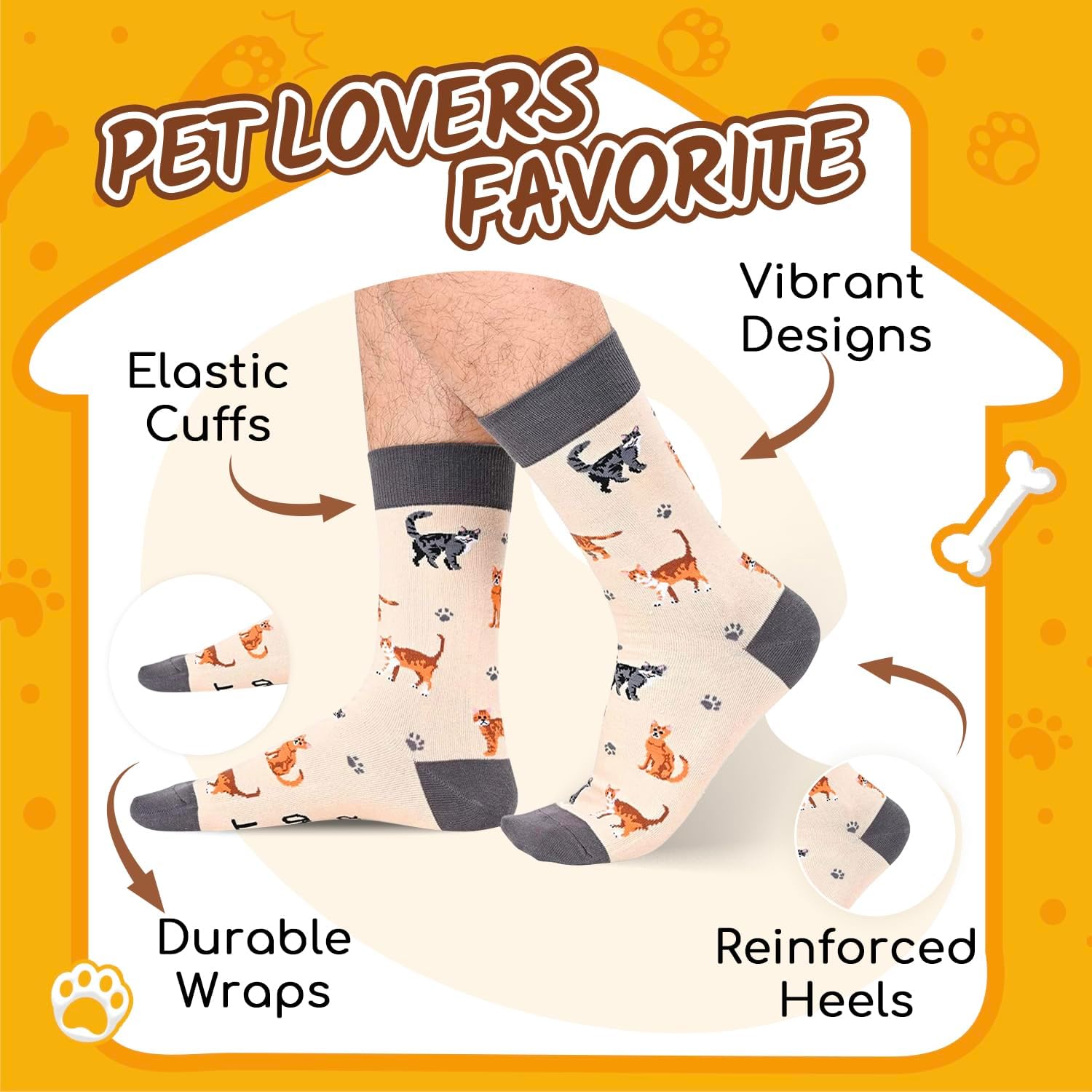 Cat Mom Dad Gifts - Funny Cat Socks for Women Men Christmas Socks with Greeting Card - Image 3