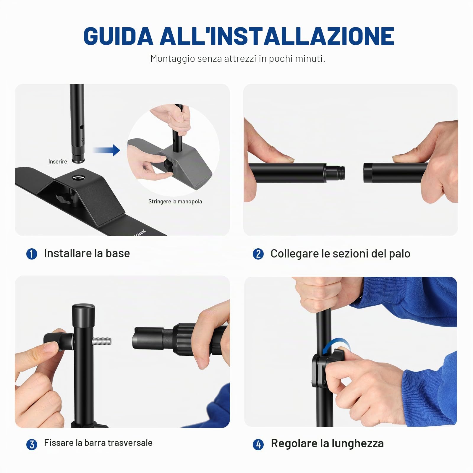 NEEWER Supporto per Fondale Resistente con Basi Allargate, 10x8ft Supporto Sfondo con 4 Traverse, 2 Pali Telescopici, 4 Clip a Molla e Borsa per Servizio Fotografico Studio, Feste, Matrimoni, NK-ST300