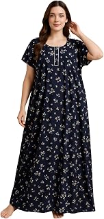 Bahumaan Pure Cotton Nighty for Woman | Floral Gown for Women Nightwear with Pocket | Cotton Nighty for Women Stylish | Ma... Price In India
