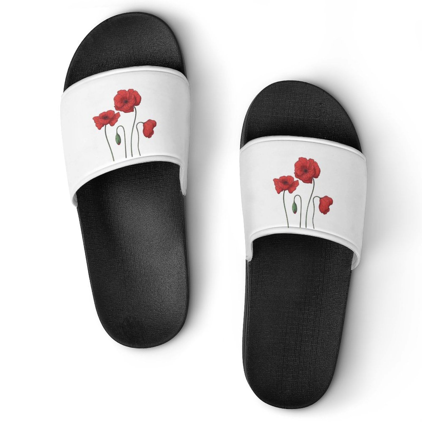Ciabatte da doccia, con fiori di papavero, per uomo e donna, antiscivolo