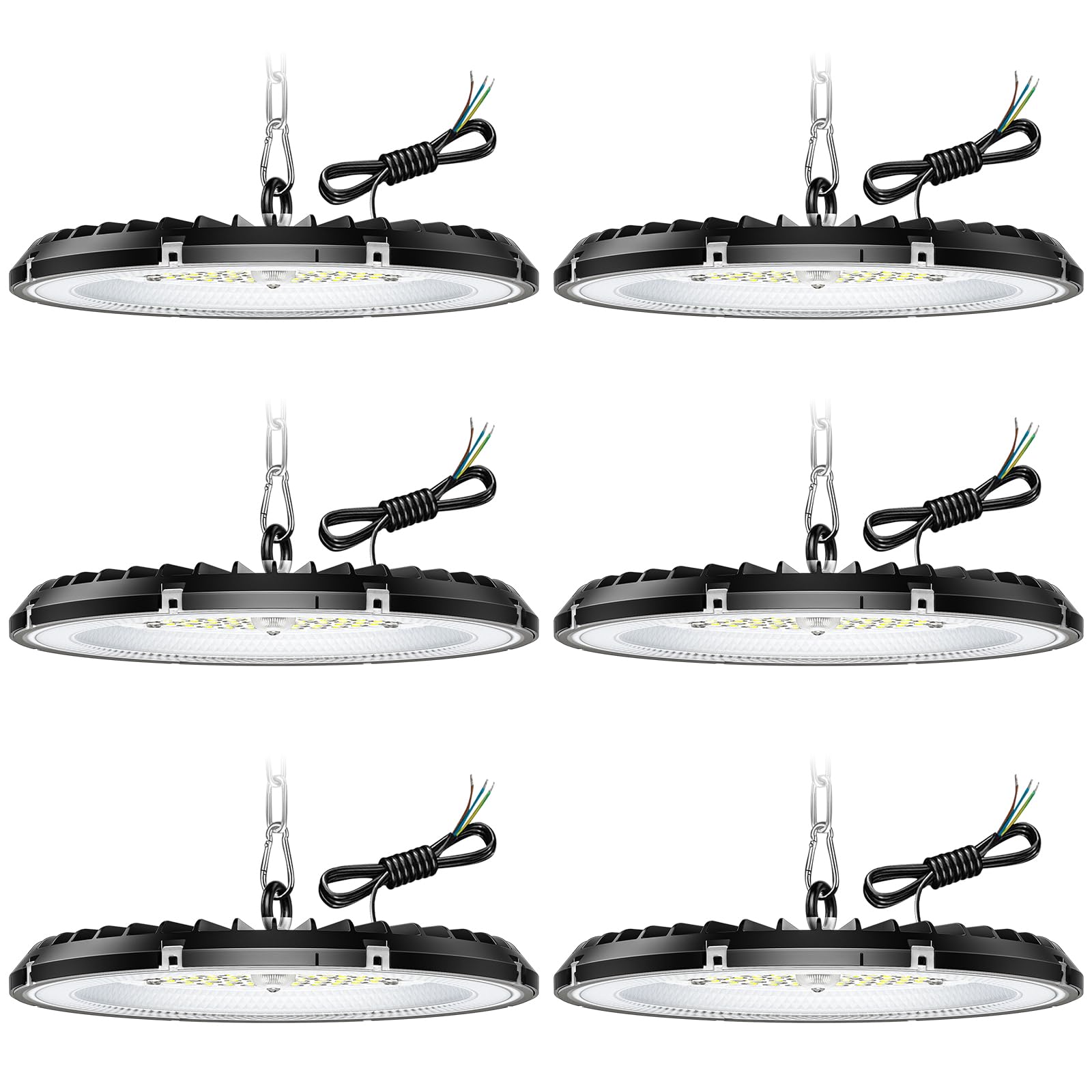 CGSGDK 6 Pack 100W UFO LED Workshop Lamp 15000LM, 6000K Cold UFO LED High Bay Light, IP65 Waterproof Industrial Lamp for Factories, Garage, Warehouse, Factory