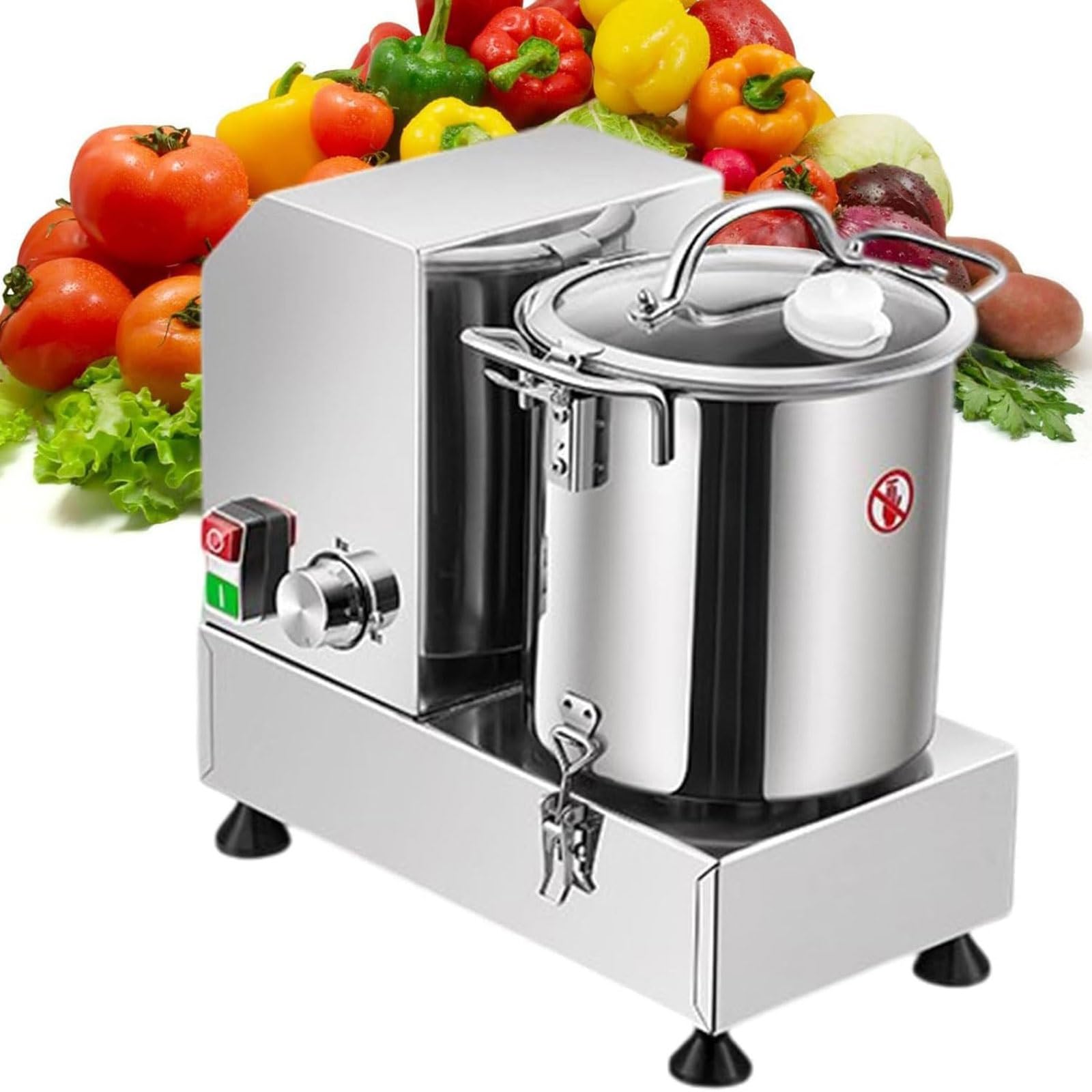FHRKA Commercial Food Processor Heavy Duty Electric Vegetable Chopper, Commercial Meat Vegetable Food Processor Meat Chopper (6L)