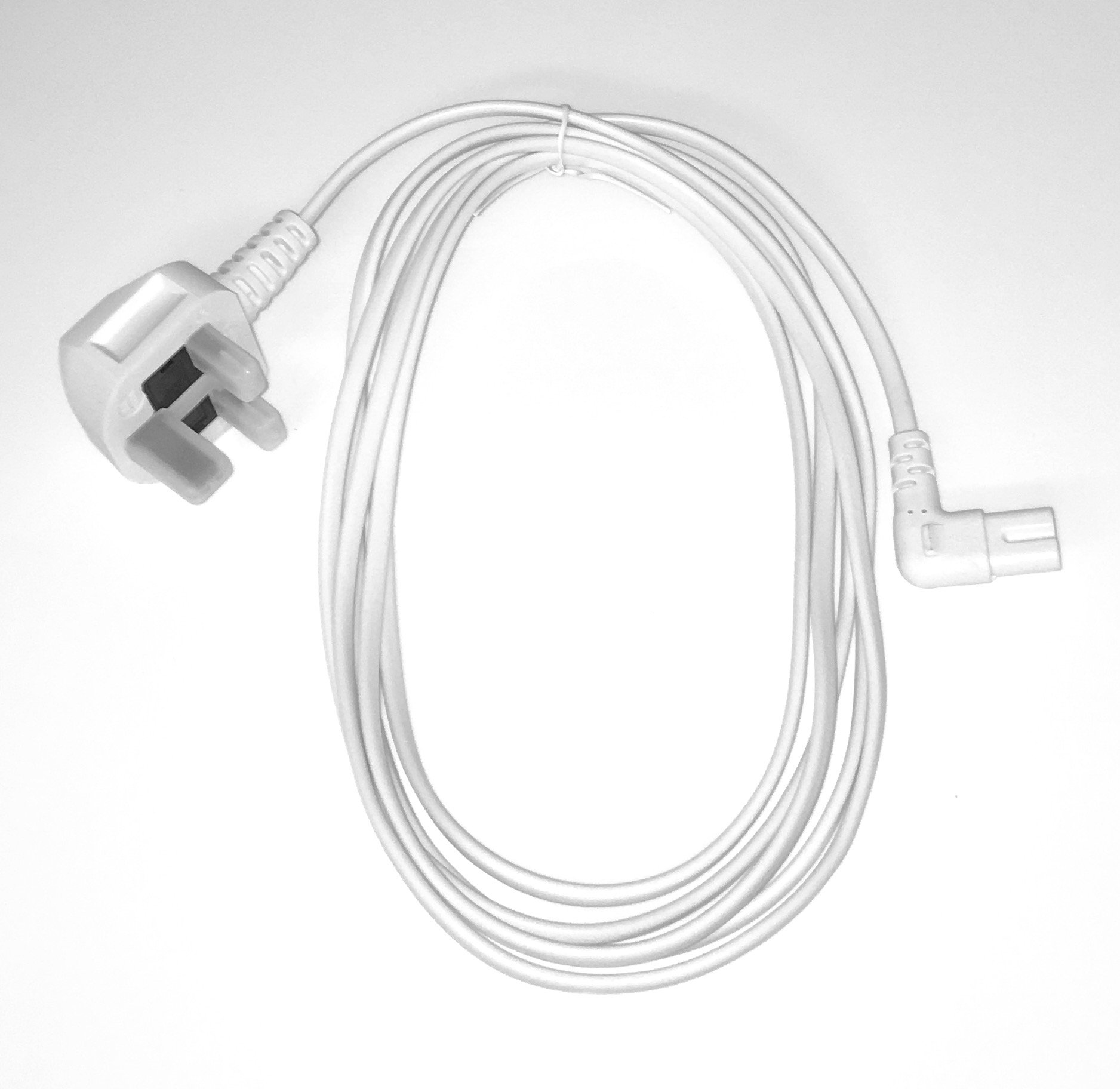 PRO ELEC 3A White 3M UK Plug to Right Angle 'Figure 8' Type Mains Lead