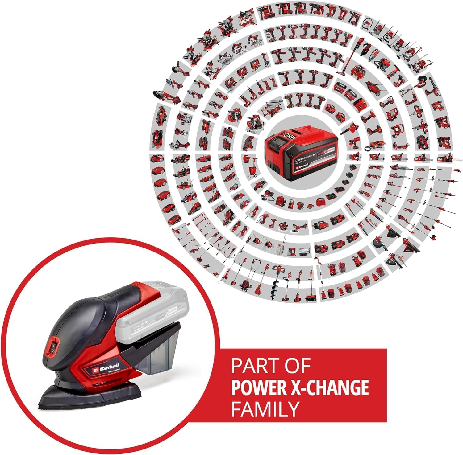 Einhell Power X-Change Cordless Detail Sander - 18V Electric Sander For Wood, Plaster And Metal - TE-OS 18/150 Li Solo Hand-Held Sander With Dust Collection (Battery Not Included)