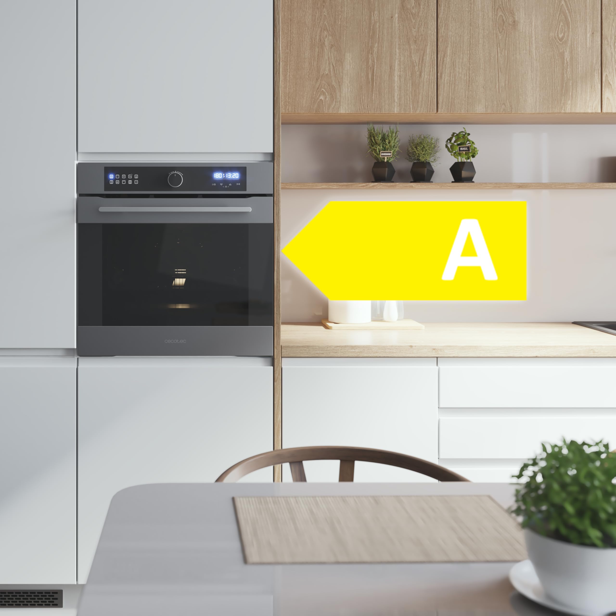 Cecotec Four Encastrable Multifonction 60 cm Bolero Hexa AF316000 Matt A 3400 W, Capacité de 81 L, 11 Fonctions avec Airfryer Master, Pizza Master, Steam Assist, Steam EasyClean, 3D Cooking, Defrost - 5