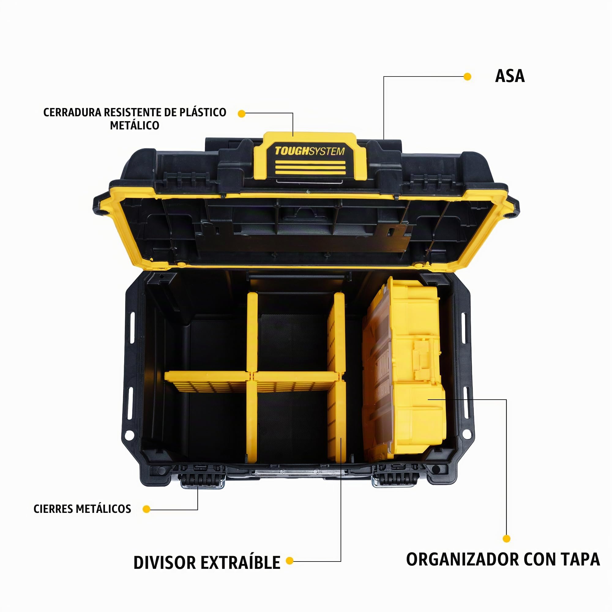 DEWALT TOUGHSYSTEM 2.0 Caja de herramientas compacta y duradera con separadores extraíbles (DWST08035)