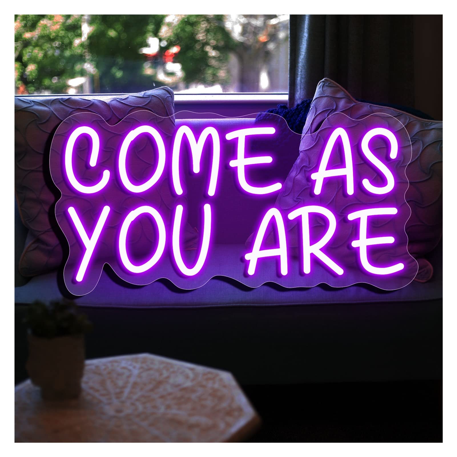 Neonlichtzeichen, LED-Neonzeichen Come AS You Are Neonzeichen Lichter Handgefertigtes LED-Neonzeichen für Bar-Dekor Home Room Store Wanddekoration (Color : Purp