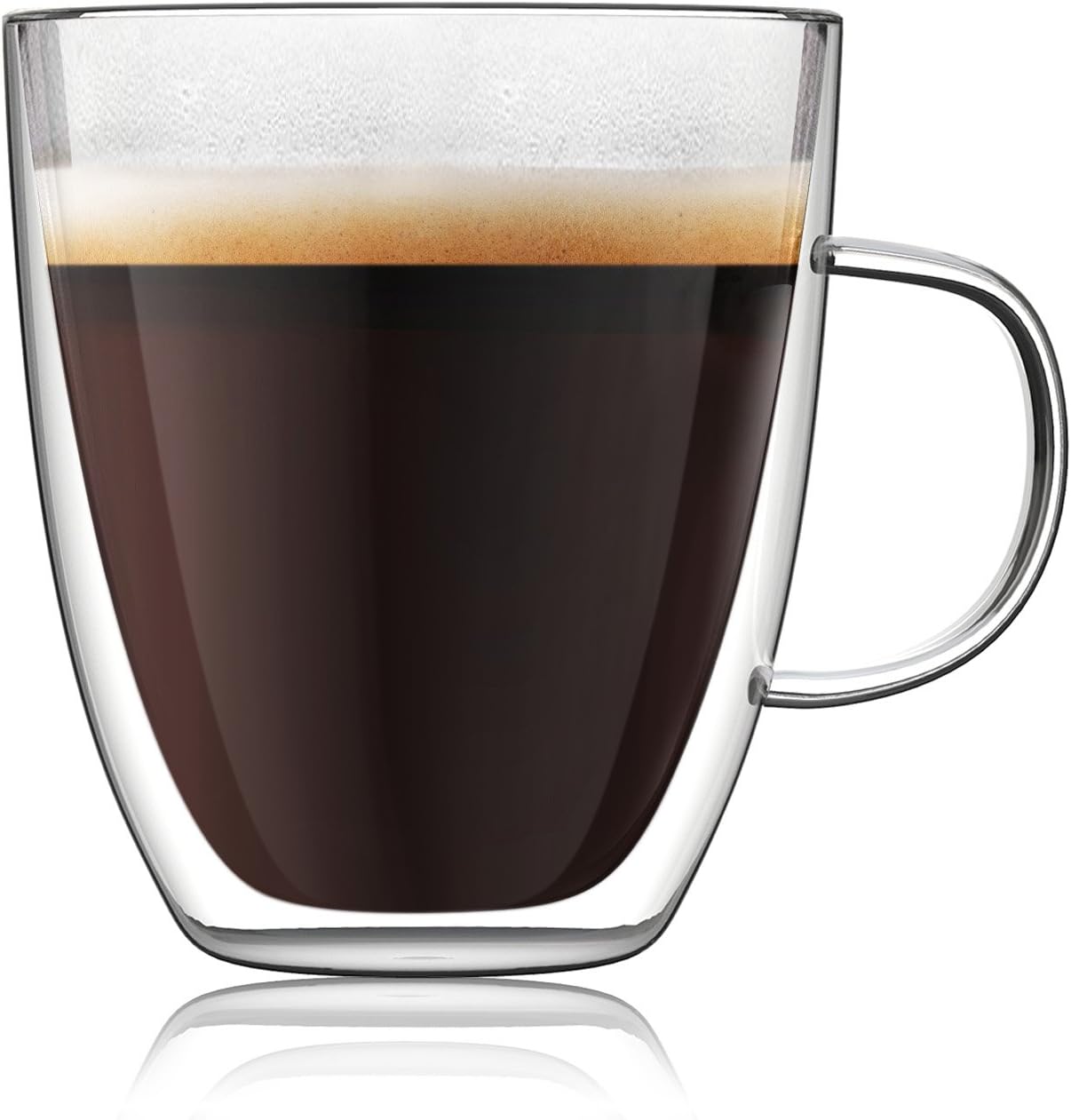 Lovinpro Large Coffee Mugs Insulated Double Wall Glass 14 oz Double Wall Thermo Insulated with handle