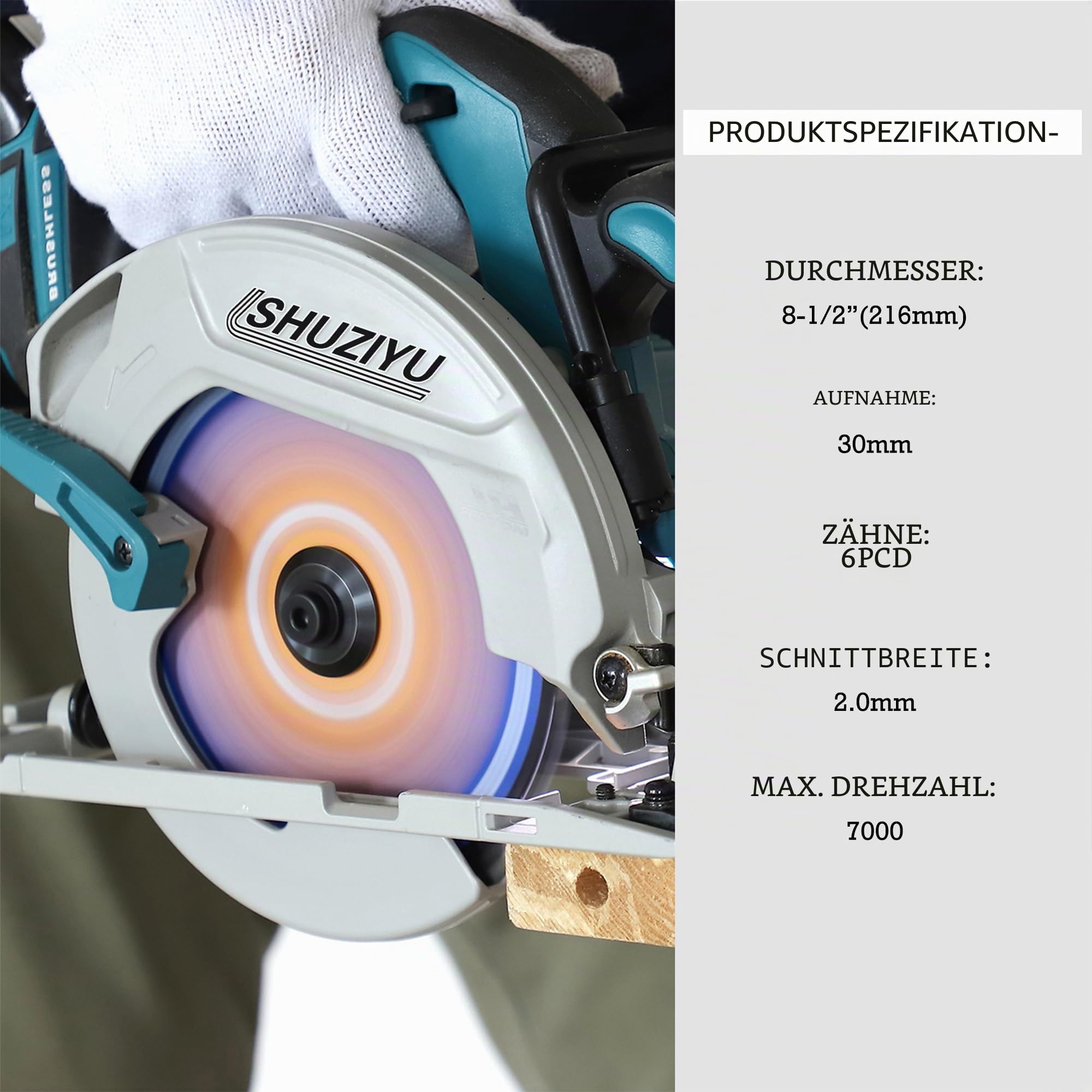 SHUZIYU 216mm-6PCD-30mm, Polykristallin mit Diamantzähne 6 PCD, Kreissägeblatt Faserzement, Sägeblatt Faserzement