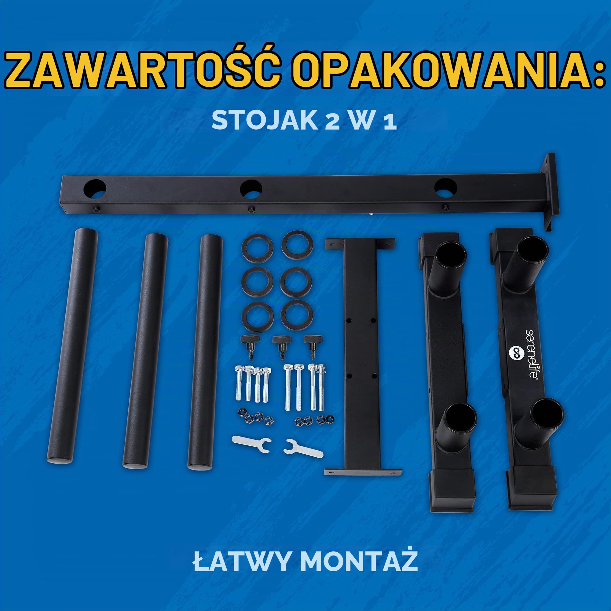 SereneLife Olympic Stojak na talerze obciążeniowe, nośność 362 kg, wytrzymały organizer na siłownię, odporna na zarysowania, wykończenie proszkowe, łatwy w montażu, kompaktowy i zajmuje mało miejsca,