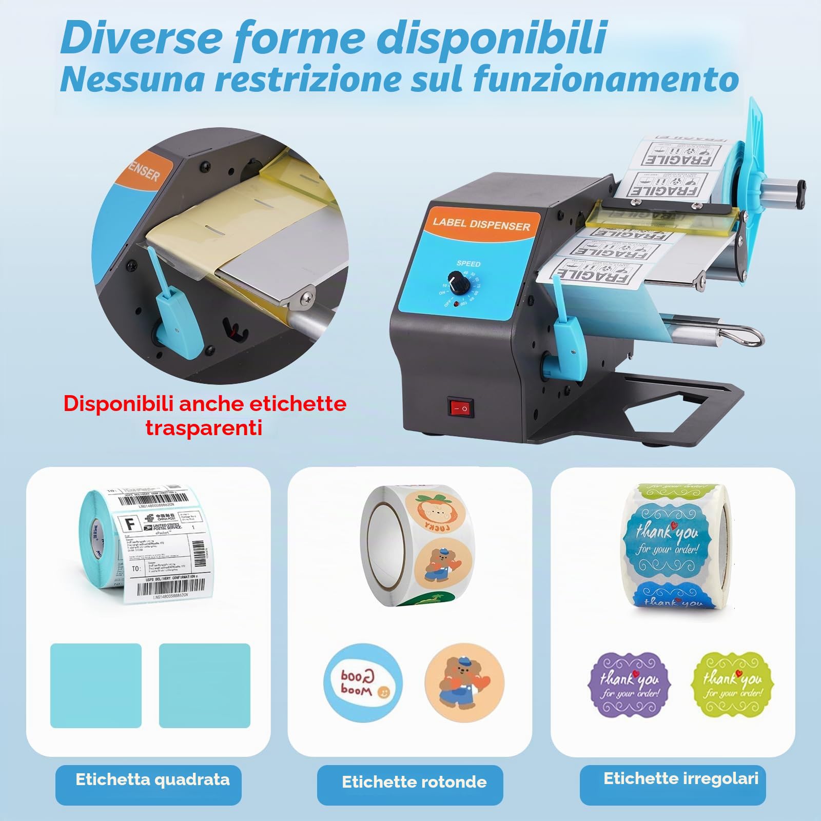 YUCHENGTECH Dispenser Etichette Trasparenti Automatico 10 pollici/s | Dispenser Etichette Adesive Elettrico Larghezza 5-120 mm Longueur Supérieure à 5 mm per Etichette Autoadesive e Trasparenti
