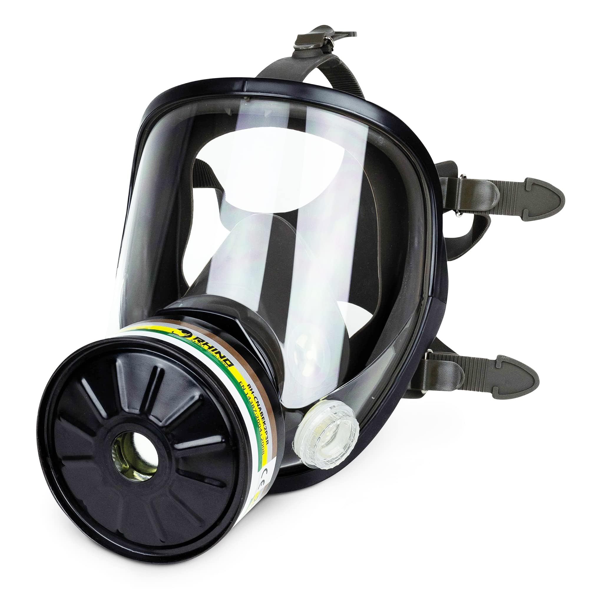 Máscara de Gas Completa Respirador RHINO RH-7011B (ABEK2P3R) Reutilizable para Vapores Orgánicos, Inorgánicos, Gases Ácidos, Amoníaco, Fumigar, Pintura | Proteccion Respiratoria, Filtro y Guantes
