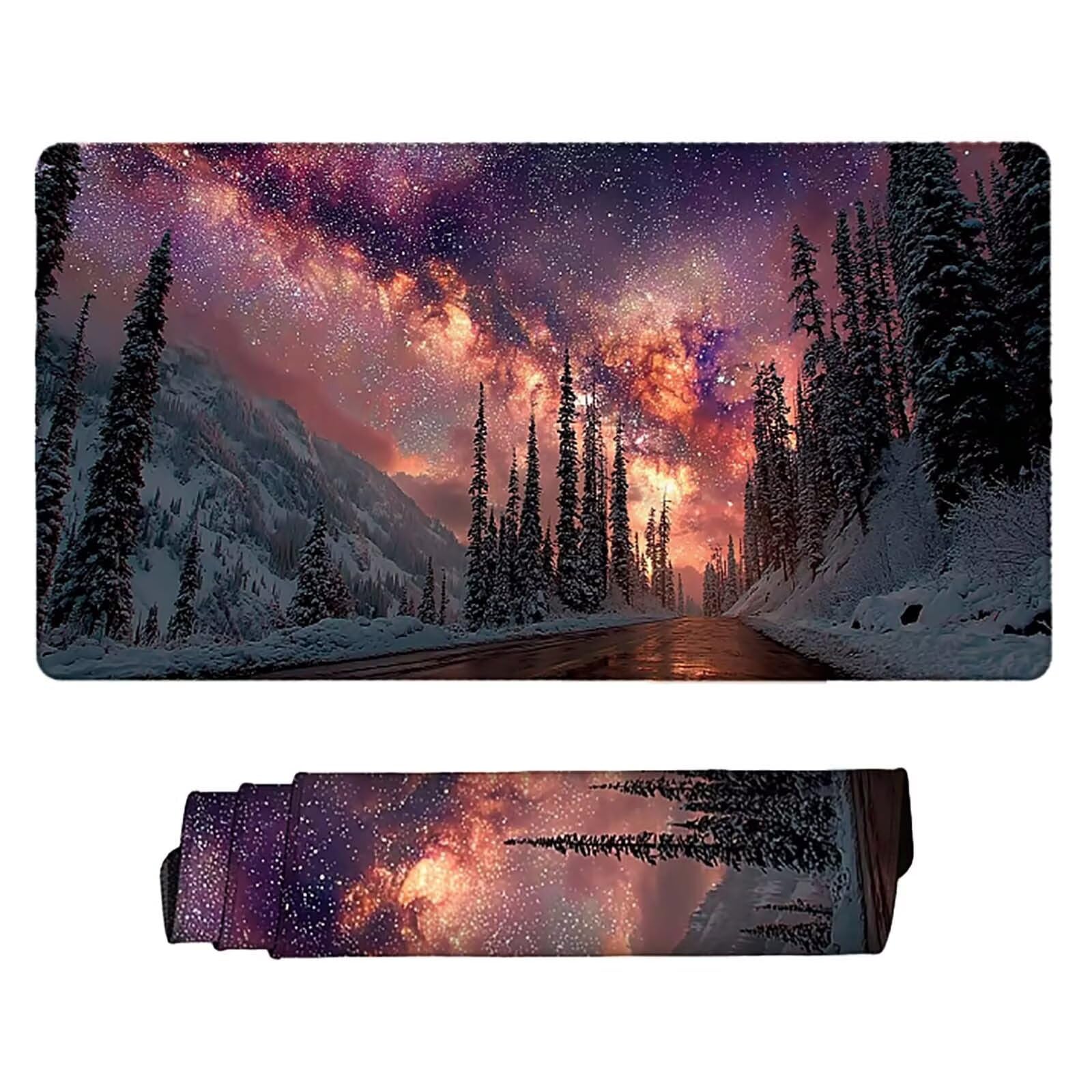 Schreibtischunterlage Lila Mauspad Gaming XXL Mousepad wasserdichte rutschfeste Schreibtisch Unterlage, Verbessert Präzision und Geschwindigkeit, Gaming Zubehör Deko (Sternenhimmel,100x50cm) 2-i7492