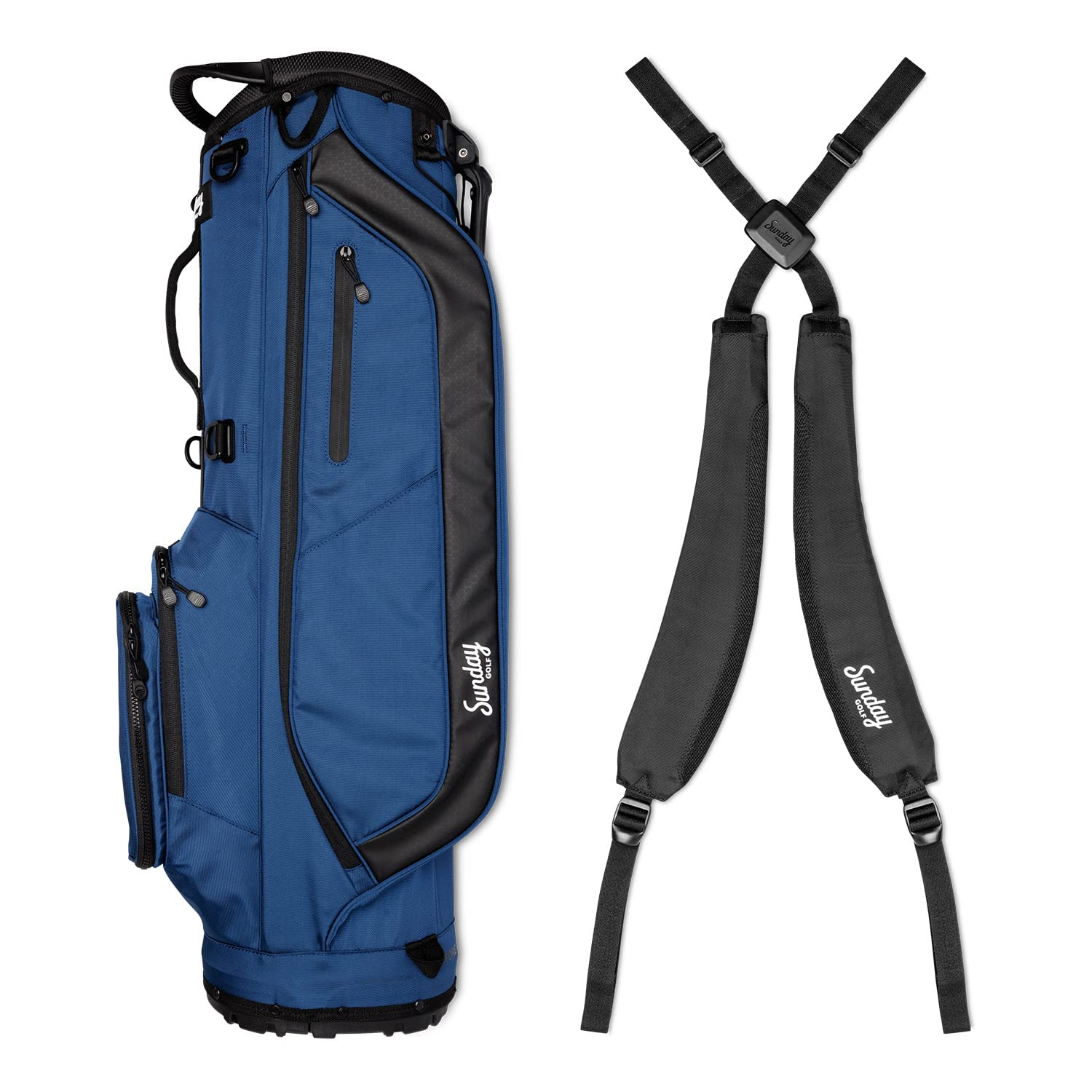 The Cruiser by Sunday Golf - Lightweight Full-Size Stand Bag with self-Balancing Double Strap - Carry or Use on Golf Cart - Best Value for 18 Holes, Walking or Driving Range, 4.75 pounds, Cobalt Blue