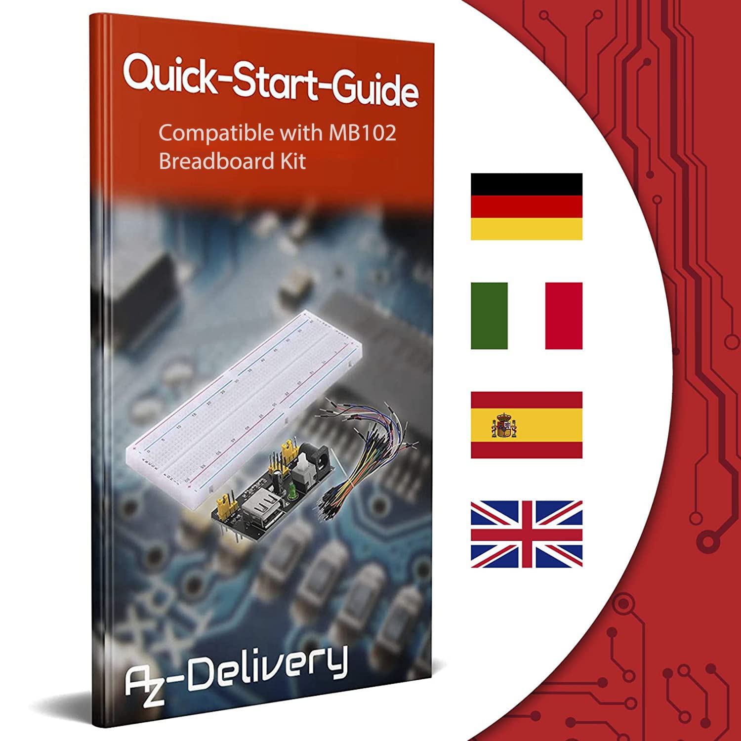 AZDelivery MB 102 Breadboard Kit - 830 Breadboard, Netzteil Adapter 3,3V 5V, 65Stk Steckbrücken kompatibel mit Arduino inklusive Ebook!