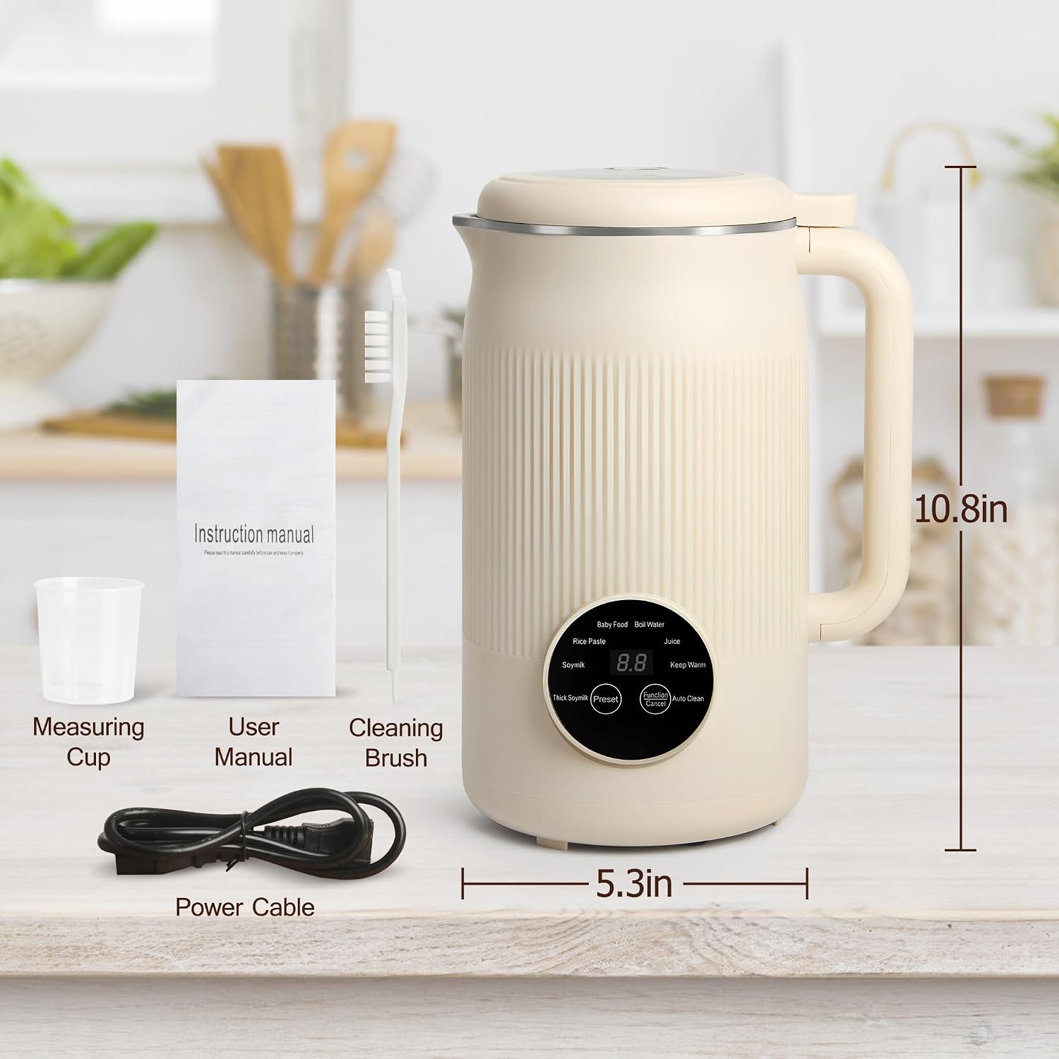 8 in 1 Nut Milk Maker Machine, 40oz Homemade Almond, Soy, Oat, Coconut, Yogurt and Non Dairy Beverages, Automatic Soybean Blender Machine with Delay Setting, Keep Warm, Self-Cleaning