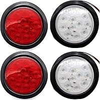 Vista 8 de Kit de luces redondas de 12 luces LED ámbar de 4 pulgadas con enchufe y ojales de 3 cables (ámbar, 2)